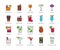 Cocktail icon set,  Alcoholic mixed drink vector
