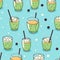Cocktail illustration with a straw on vibrant background