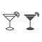 Cocktail line and solid icon, drinks concept, Martini cocktail sign on white background, Cocktail glass with lemon icon