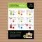 Cocktail menu design. Alcohol drinks. A4 size and flyer layout t