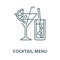 Cocktail menu line icon, vector. Cocktail menu outline sign, concept symbol, flat illustration