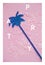 Cocktail palm stick lying in pink glitters with text party. Minimal style photo