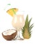 Cocktail Pina Colada. Pina Colada refreshing summer alcoholic cocktail with coconut milk and pineapple juice. summer drink. cockta