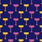 Cocktail seamless pattern in retro style. Icon martini glass with shadow. Cocktail party background