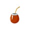 Cocktail with straw isolated cold iced tea icon