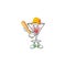 Cocktail sweet cartoon character with mascot playing baseball