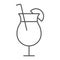 Cocktail thin line icon, summer and beach, tropical drink sign vector graphics, a linear icon on a white background, eps
