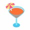 Cocktail with umbrella isometric 3d icon