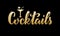 Cocktails golden gradient isolated lettering