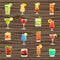 Cocktails icon set