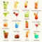 Cocktails icon set. Vector Illustration