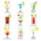 Cocktails icons vector set