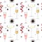 Cocktails pattern. Fashionable, glamorous party. Glasses of champagne and stars. New Year, holiday watercolor seamless