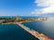 Coco Cay, Bahamas - April 29, 2021: An aerial view of Cococay, the private island post that's owned by the Royal