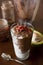 Cocoa and avocado smoothie with chia and goji