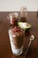 Cocoa and avocado smoothie with chia and goji