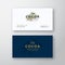 Cocoa Bean Farm Abstract Elegant Vector Sign or Logo and Business Card Template. Premium Stationary Realistic Mock Up