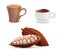 Cocoa beans, cacao, hot chocolate or coffee drinks