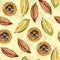 Cocoa beans chocolate watercolor seamless pattern