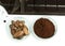 Cocoa beans, cocoa powder and chocolate bar