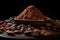 Cocoa beans and ground cocoa powder and ready-to-use, the history of chocolate making