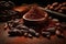 Cocoa beans and ground cocoa powder and ready-to-use, the history of chocolate making