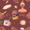 Cocoa And Chocolate Seamless Pattern. Deliciously Decadent And Irresistibly Sweet Design Featuring Cocoa Beans