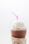 Cocoa milkshake topping with whipping cream