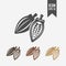 Cocoa pod isolated vector icon or sign