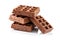 cocoa-rich chocolate waffles sitting perfectly on a pristine white background. baked goods, cafes, or any chocoholic del