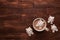 Cocoa on a wooden table with cute marshmallows