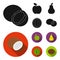 Coconut, apple, pear, watermelon.Fruits set collection icons in black, flat style vector symbol stock illustration web.