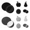 Coconut, apple, pear, watermelon.Fruits set collection icons in black,monochrome style vector symbol stock illustration