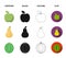 Coconut, apple, pear, watermelon.Fruits set collection icons in cartoon,black,outline,flat style vector symbol stock