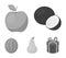 Coconut, apple, pear, watermelon.Fruits set collection icons in monochrome style vector symbol stock illustration web.