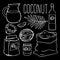 COCONUT BLACK Paleo Diet Natural Vector Illustration Set