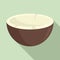 Coconut bowl icon, flat style