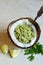 Coconut chutney with fresh parsley, cilantro and lemon juice. Popular Indian side dish. Gluten, Dairy, Grain free. AIP Autoimmune