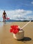 Coconut cocktail on a sandy beach