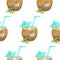 Coconut Cocktail Seamless Pattern