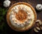 a coconut cream pie with whipped cream on top