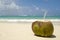 Coconut drink on exotic beach