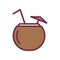 Coconut drink thin line icon. Vector illustration design for summer, beach and healthy lifestyle