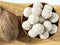 Coconut energy balls with almond. healthy sugar free concept. keto diet recipe.