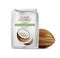 Coconut flour vector realistic package. Product placement mock up detailed label designs