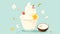 Coconut ice cream, soft serve or frozen yogurt illustration