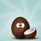 Coconut icon with funny face