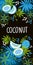 Coconut label.Vector design with coconut illustration.