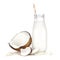 Coconut milk in a traditional bottle isolated on a white background