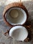 A Coconut palm  fruit Split to pair , From Banyuwangi East Java Indonesia